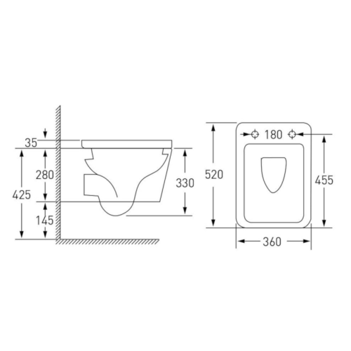 Комплект: унітаз підвісний Imprese KUBIK Rimless  з сидінням + інсталяція Grohe Rapid SL (c06810203+38772001)